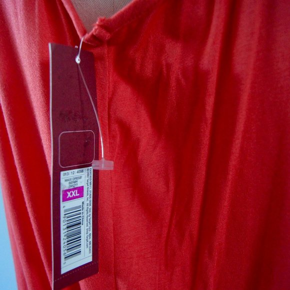 Merona Dress XL Berry Navy Sleeveless Maxi Scoop Neck Drawstring Waist NWT - Picture 4 of 6